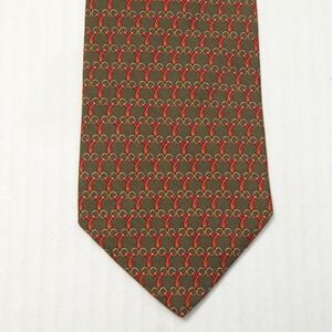 Brooks Brothers Tie Mens Brown Silk Geometric USA Classic Equestrian